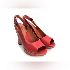 John Fluevog Miracles Platform Bunford Slingback Heels Size 8